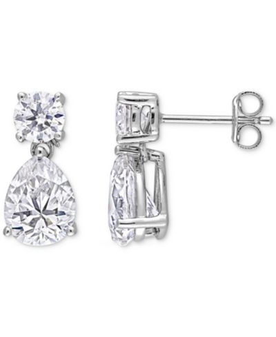 Серьги-подвески Moissanite Pear & Round Drop из стерлингового серебра