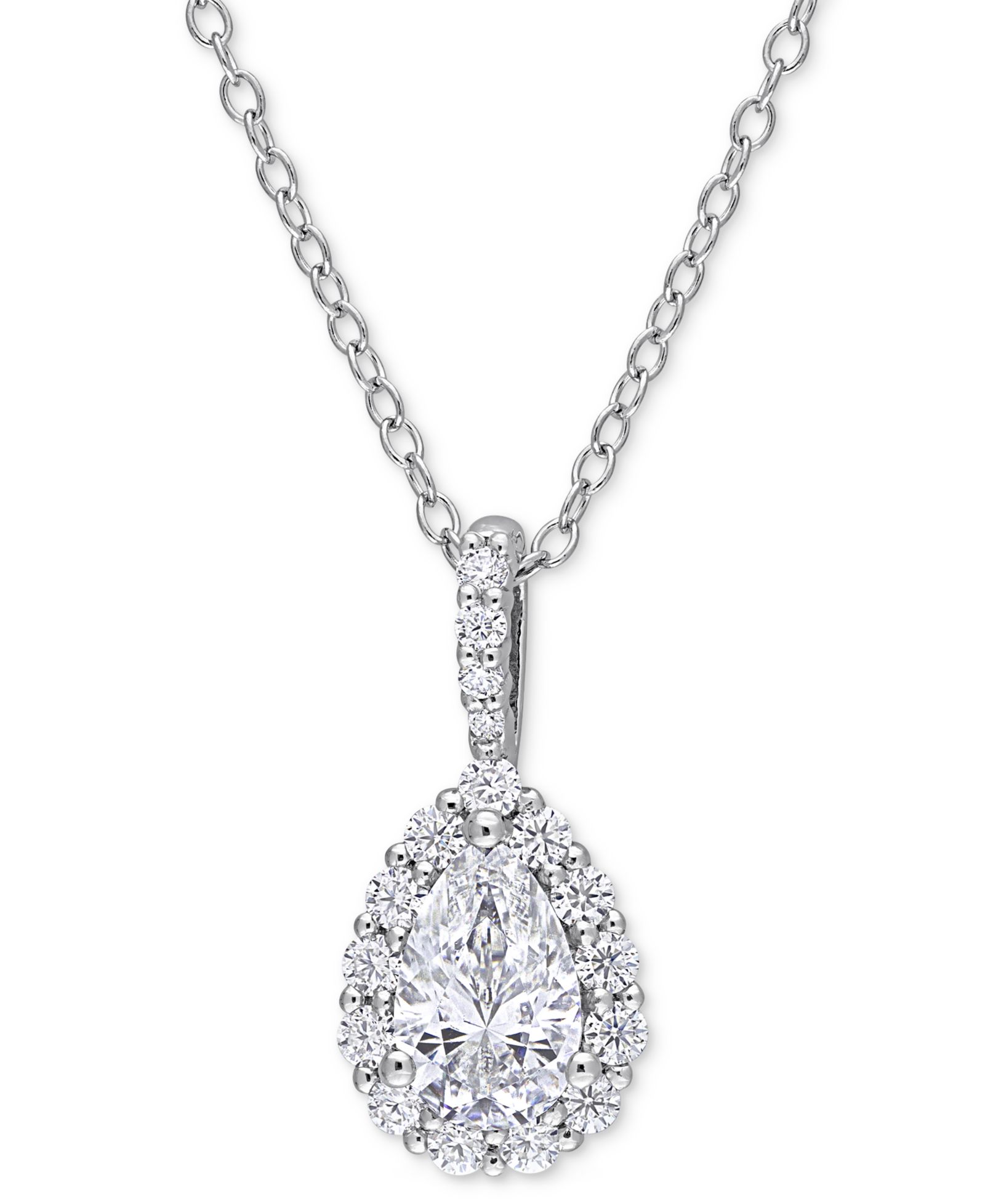 Подвеска MIA Moissanite Pear Halo в серебряном покрытии
