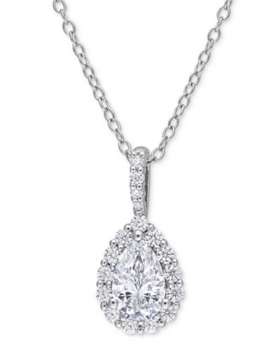 Подвеска MIA Moissanite Pear Halo в серебряном покрытии