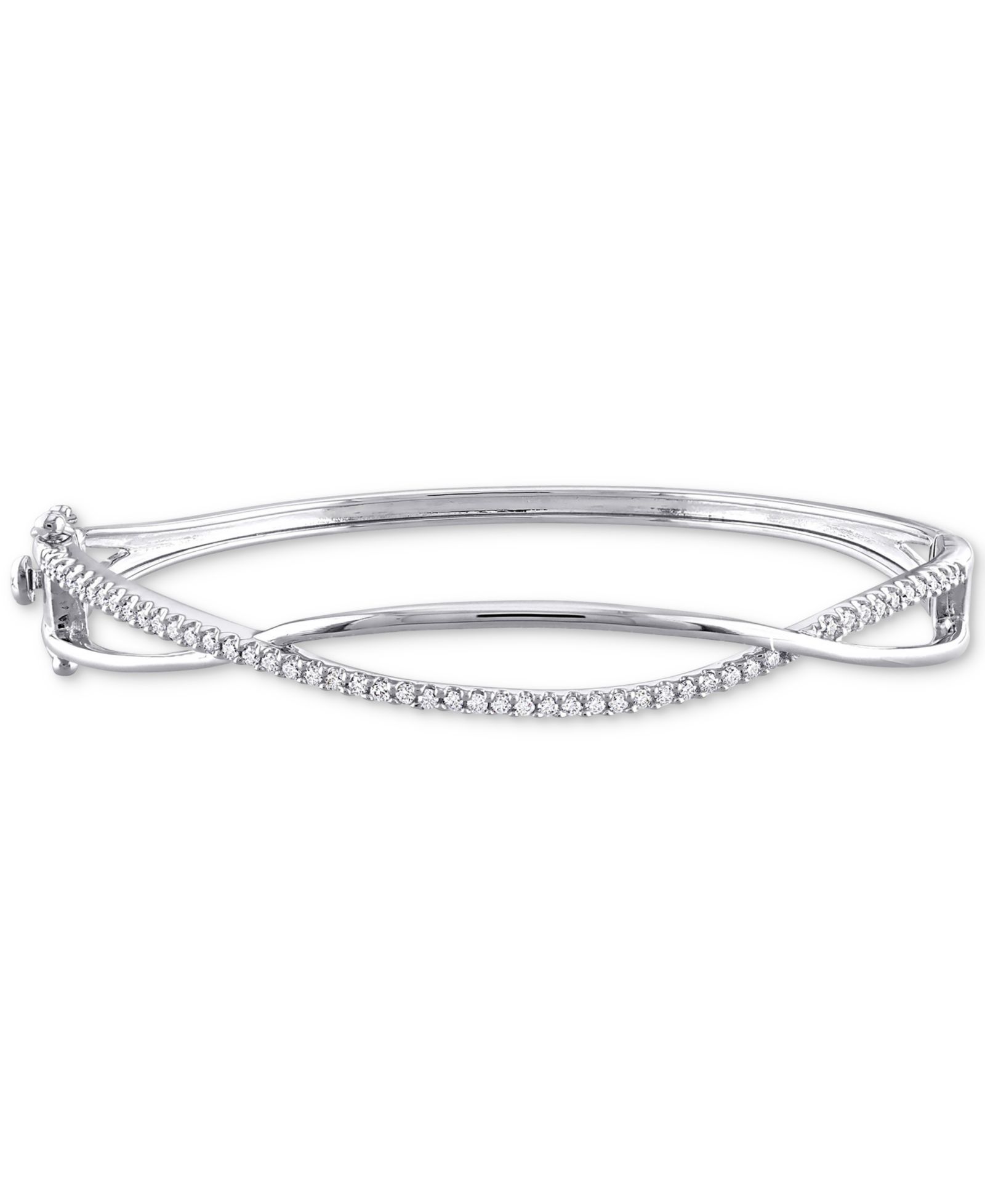 Moissanite Crossover Bangle Bracelet (1/2 ct. t.w.) in Sterling Silver