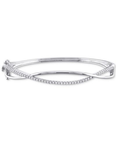 Moissanite Crossover Bangle Bracelet (1/2 ct. t.w.) in Sterling Silver