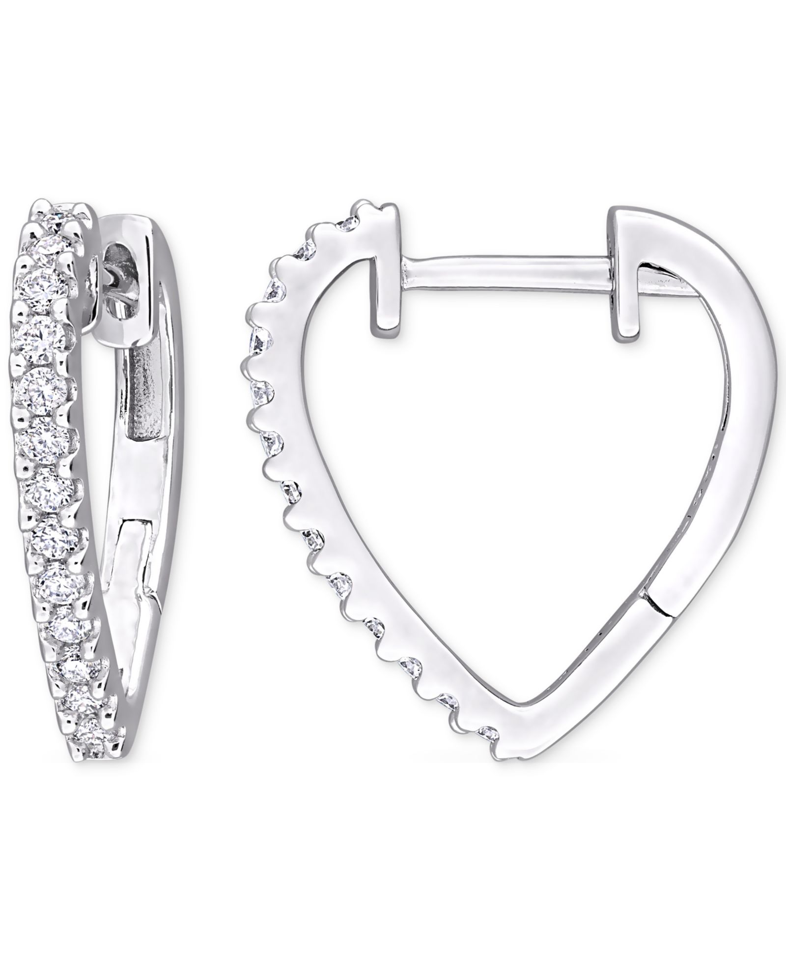 Серьги-кольца Moissanite Heart из стерлингового серебра, 0.6"