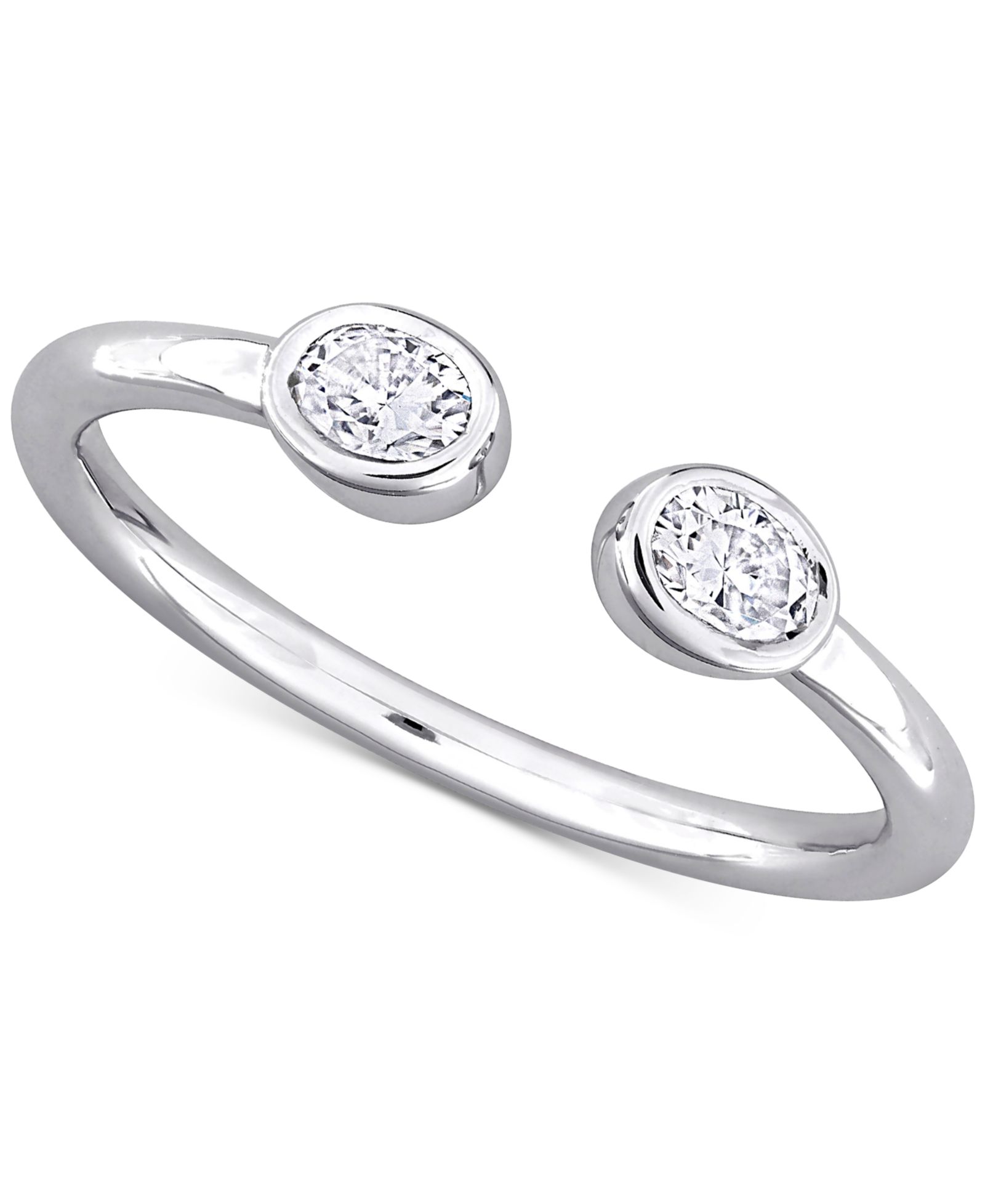 Moissanite Bezel Polished Cuff Ring (3/8 ct. t.w.) in Sterling Silver