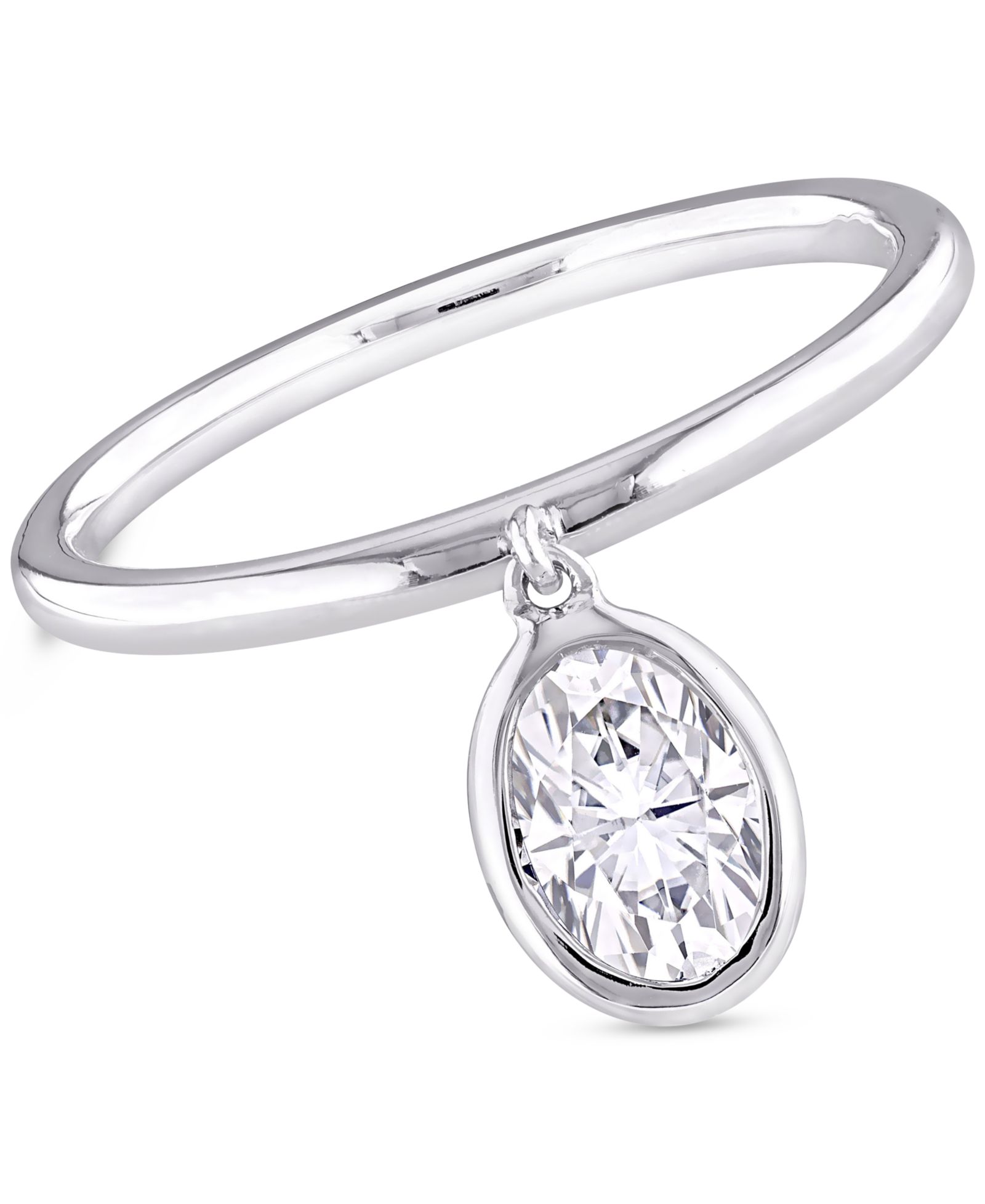 Кольцо с овальным камнем Moissanite Bezel в стерлинговом серебре (1 ct. t.w.)