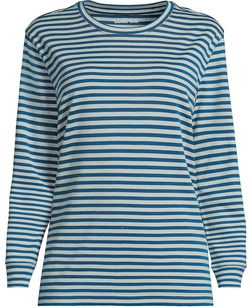 Lands' End Хлопковая рубашка свободного кроя с длинным рукавом Plus Size