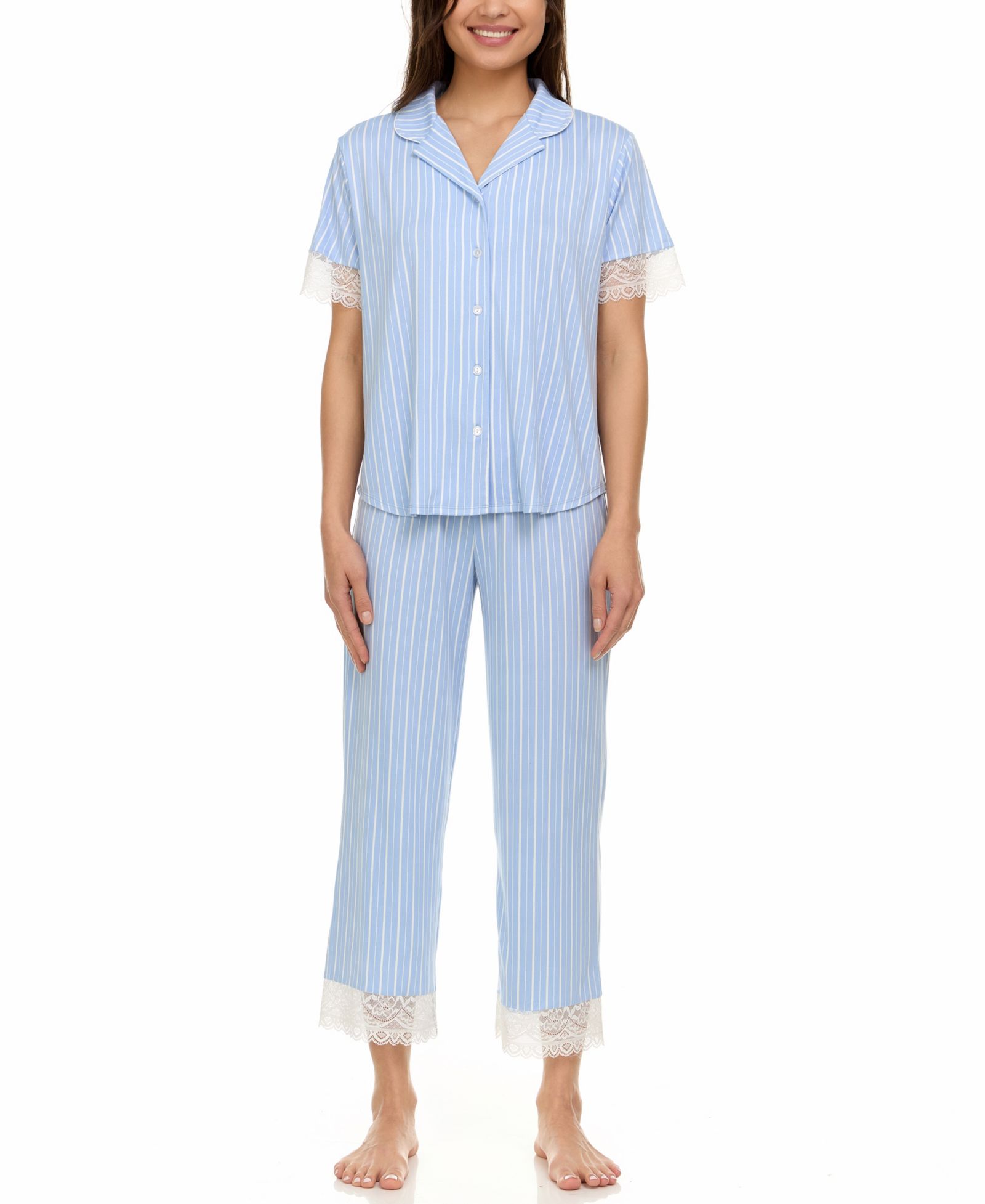 Flora by Flora Nikrooz Women's Janelle Notch Top and Capri Pajama Set