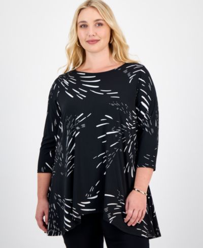 JM Collection Plus Size Swing Top,vMacy's Exclusive