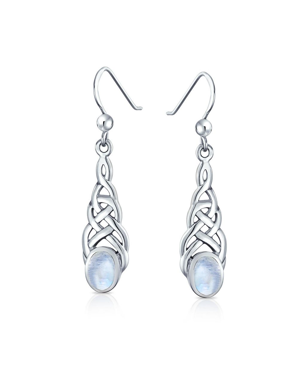 Bling Jewelry Серьги-подвески Celtic Knot с топазом, аметистом и лунным камнем в стерлинговом серебре