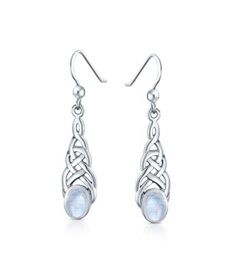 Bling Jewelry Moonstone Celtic Knot Dangle Earrings Sterling Silver 1.5 inch