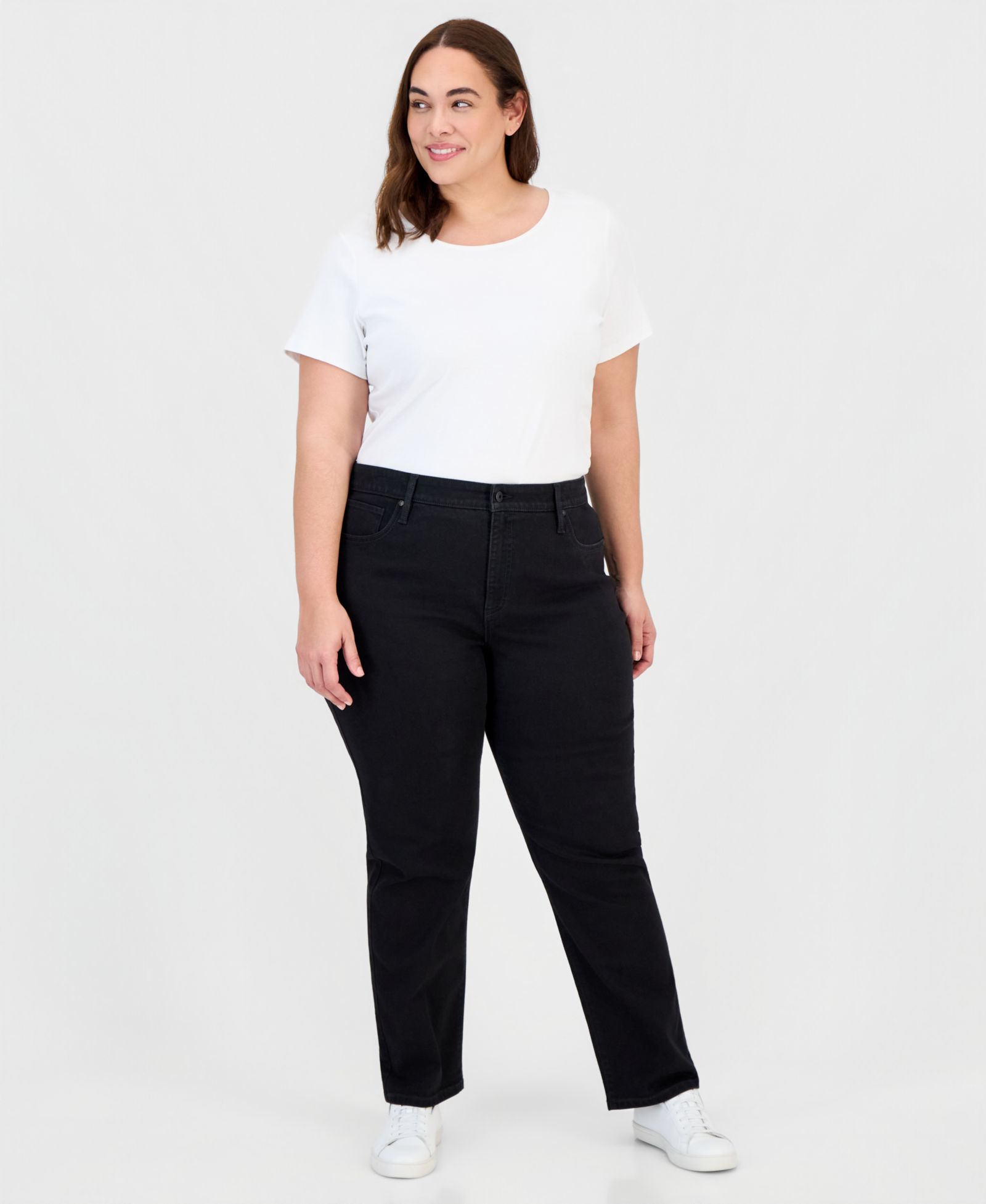 Style & Co Plus Size High-Rise Straight-Leg Jeans, Macy's Exclusive
