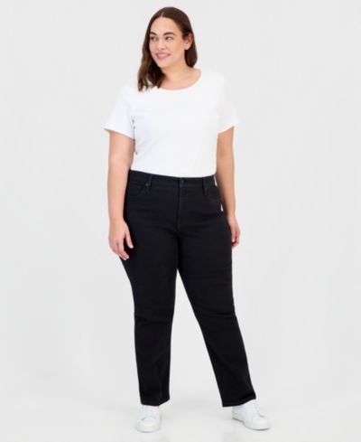 Style & Co Plus Size High-Rise Straight-Leg Jeans, Macy's Exclusive