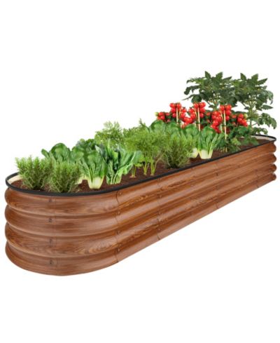 Best Choice Products 8x2x1ft Outdoor Metal Raised Oval Garden Bed, Planter Box for Vegetables, Flowers