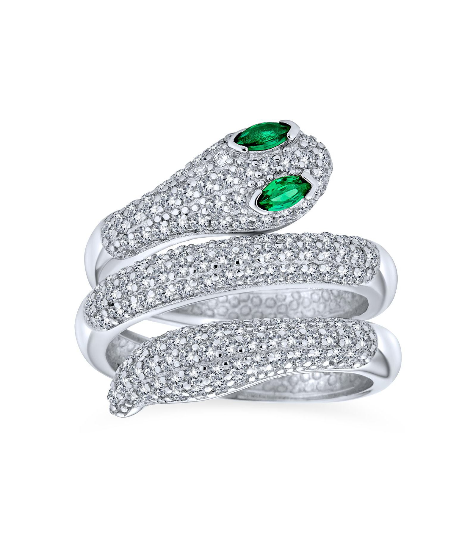Bling Jewelry элегантное кольцо-змея с камнями CZ из стерлингового серебра