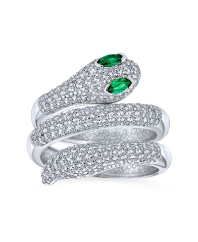 Bling Jewelry элегантное кольцо-змея с камнями CZ из стерлингового серебра