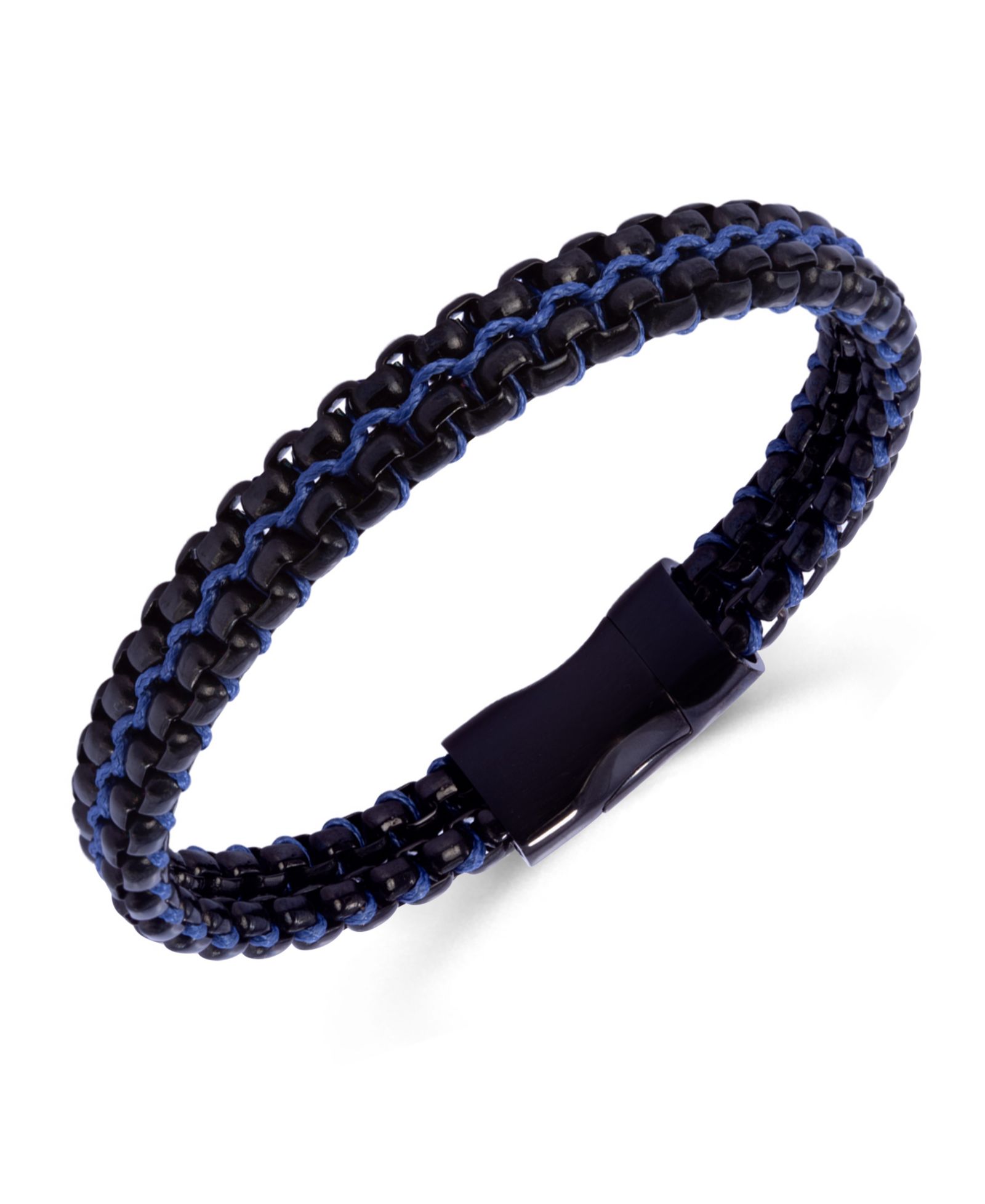 Браслет Rhona Sutton Black Rolo Chain с Blue Wax Cord Stainless Steel
