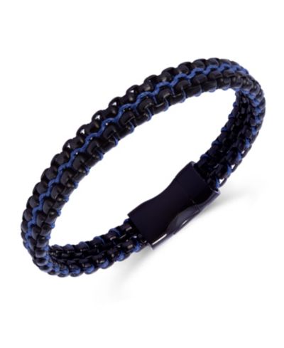 Браслет Rhona Sutton Black Rolo Chain с Blue Wax Cord Stainless Steel