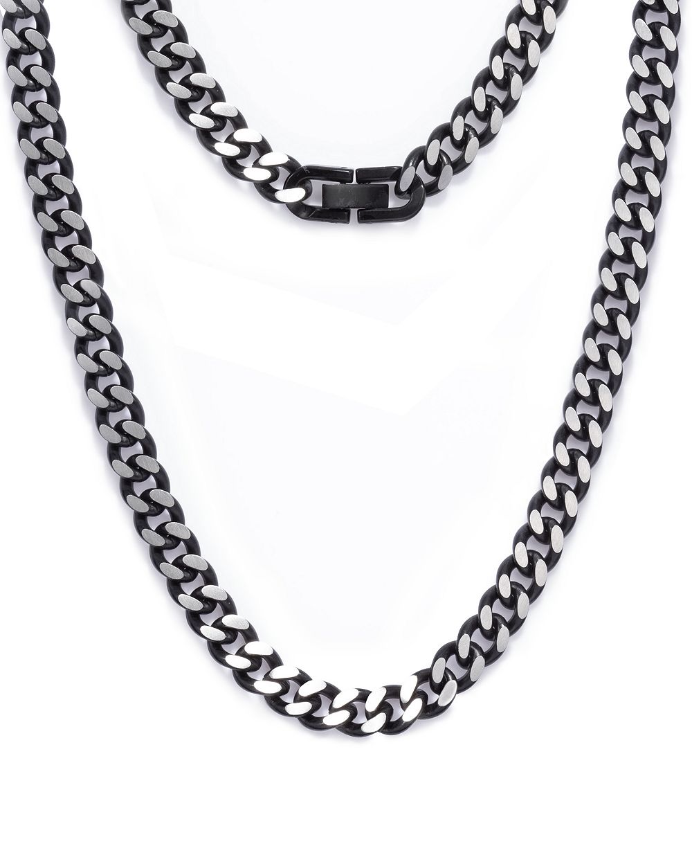 Rhona Sutton ожерелье Black Silver Curb Chain Stainless Steel