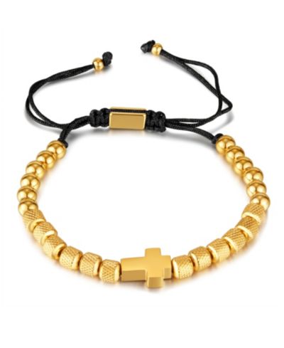 Браслет Rhona Sutton Gold Cross Beaded Rope из нержавеющей стали