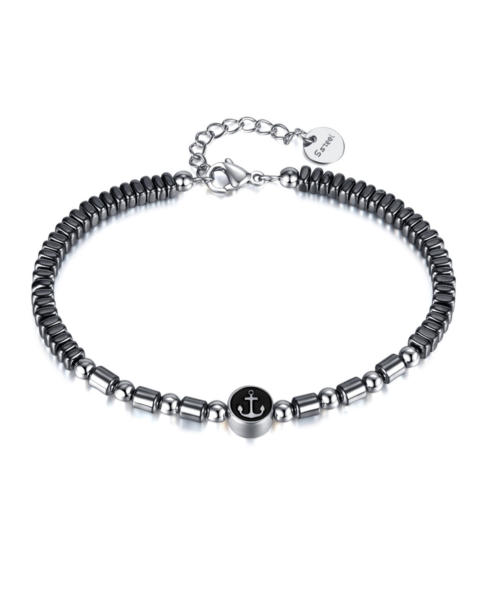 Браслет Rhona Sutton Black Hematite Anchor Beaded Stainless Steel
