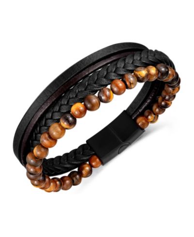 Браслет Rhona Sutton Black Tigers Eye из кожи и стали