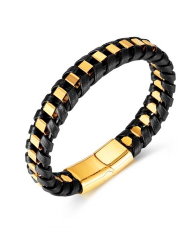 Браслет Rhona Sutton Gold Chain Wrapped Leather Stainless Steel