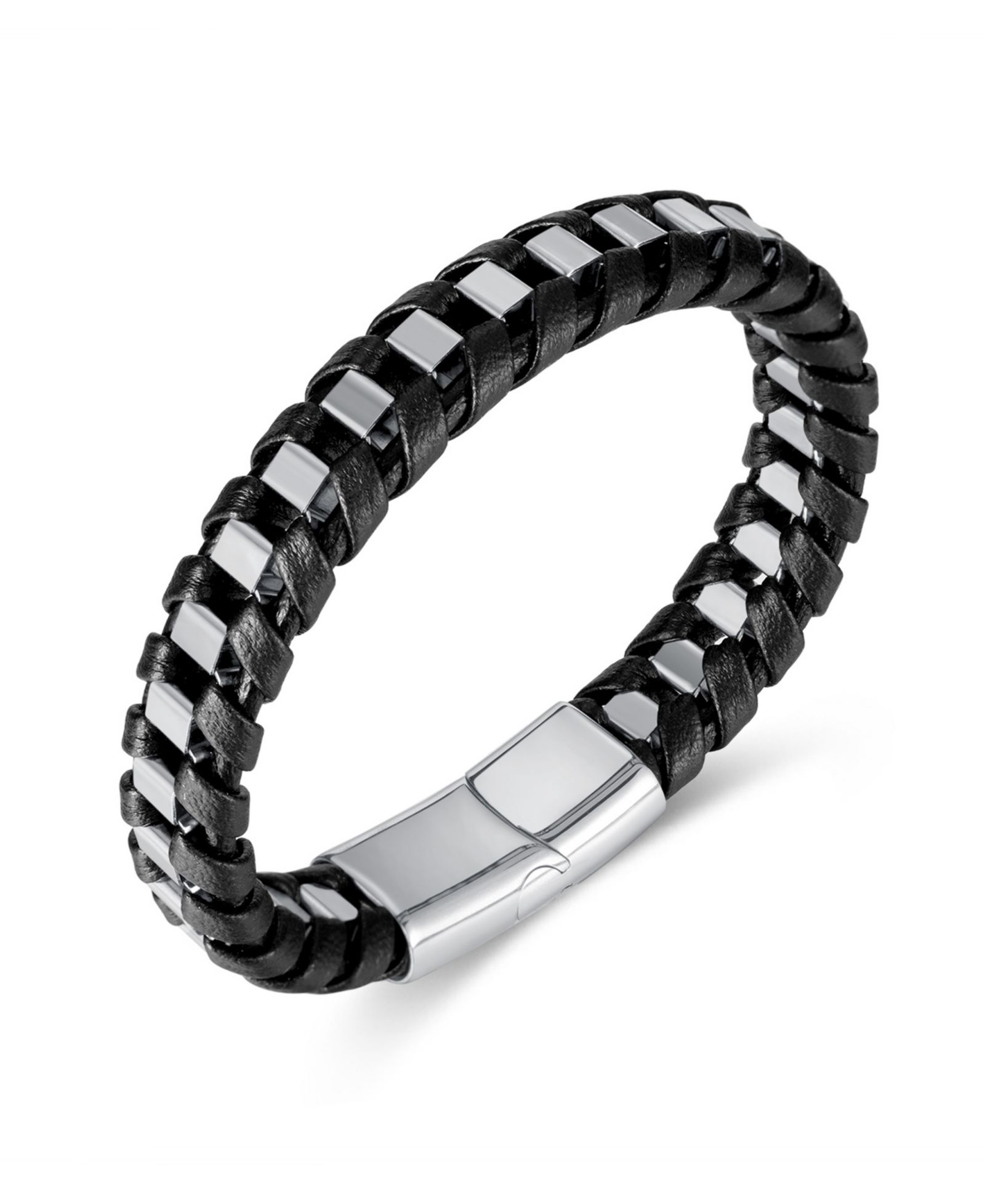 Браслет Rhona Sutton Silver Chain Wrapped Leather Stainless Steel