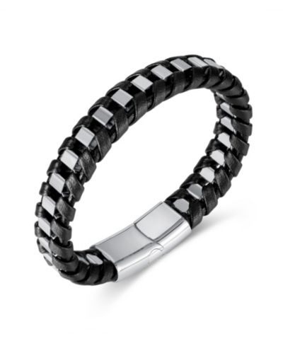 Браслет Rhona Sutton Silver Chain Wrapped Leather Stainless Steel