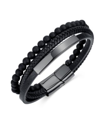 Браслет Rhona Sutton Black Identification Leather Stainless Steel