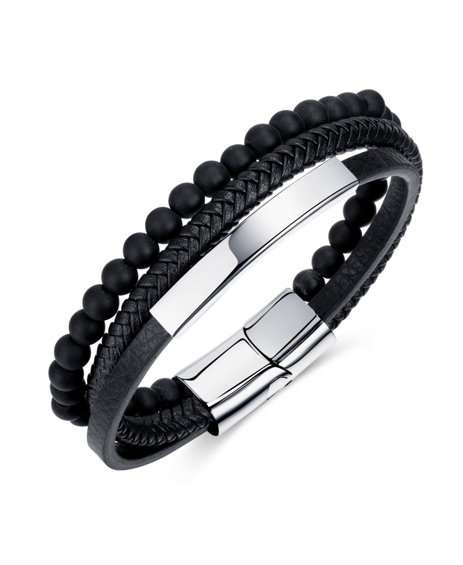 Браслет Rhona Sutton Silver Identification Leather Stainless Steel