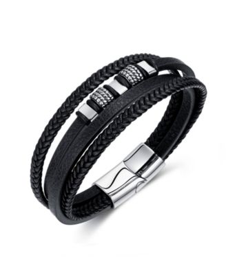Rhona Sutton Black Nexus Multi Leather Stainless Steel Bracelet