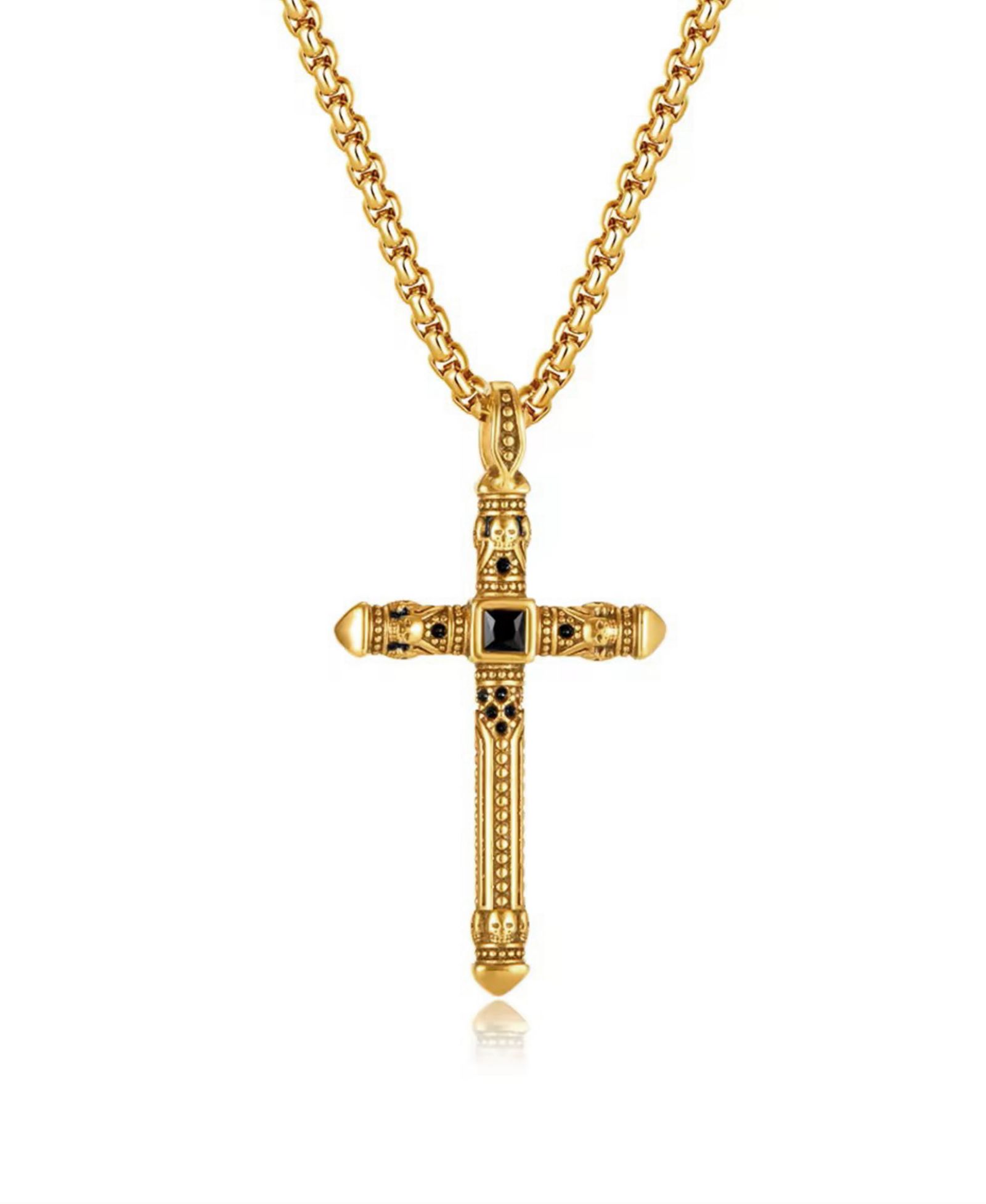 Подвеска-кулон Rhona Sutton Gold Biblical Cross из нержавеющей стали