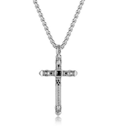 Rhona Sutton Silver Biblical Cross Stainless Steel Pendant Necklace