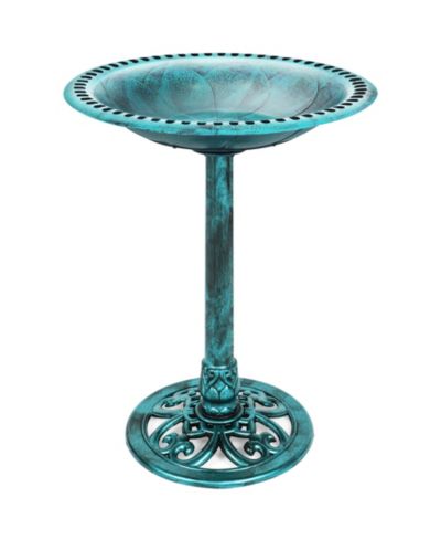 Best Choice Products Outdoor Rustic Pedestal Bird Bath Accent for Garden, Yard w/ Fleur-de-Lis Accents