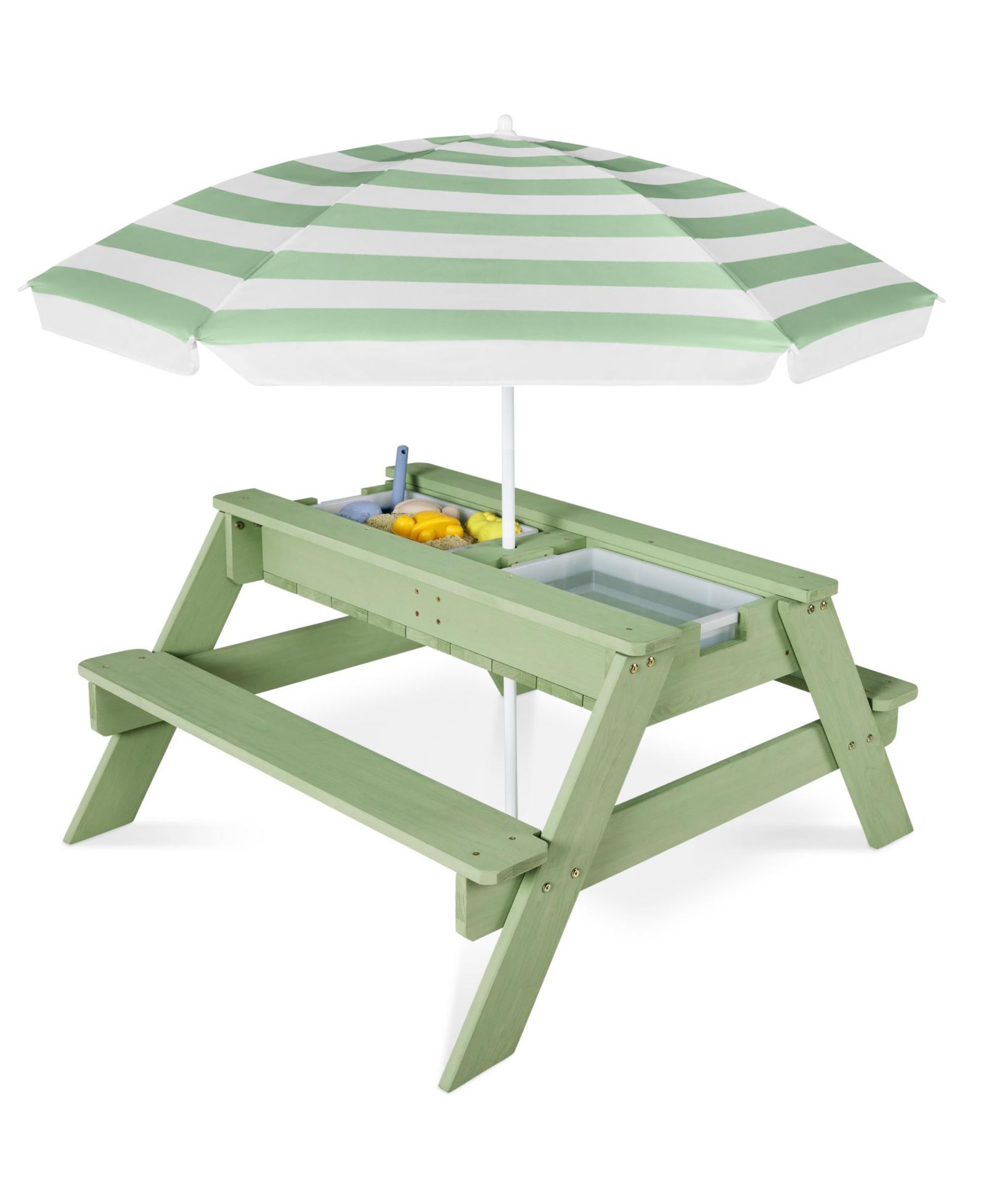Best Choice Products Детский 3-in-1 Outdoor Convertible Activity Sand and Water Picnic Table w/ Umbrella