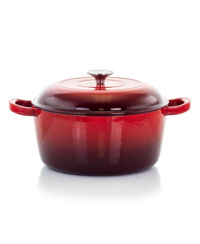 Круглая эмалированная чугунная кастрюля MegaChef с крышкой, красная, 5 Quarts
