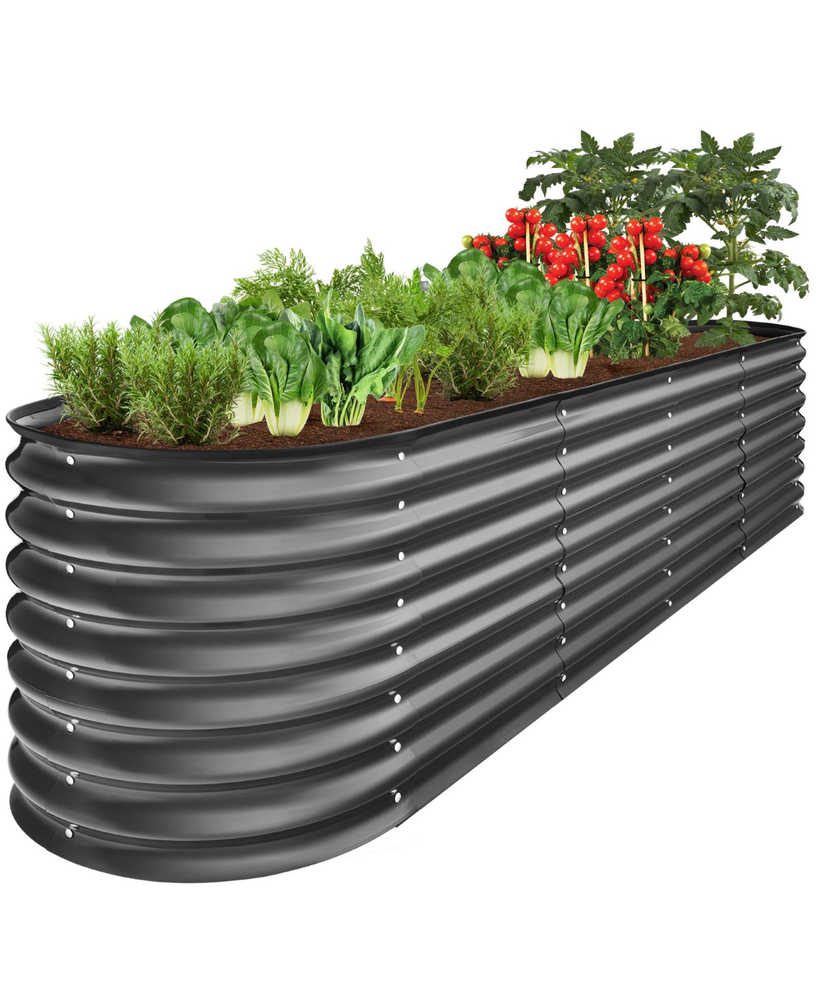 Best Choice Products Metal Oval Raised Garden Bed with Support Bars