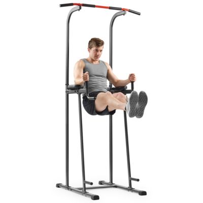 Многофункциональная компактная силовая башня Sunny Health & Fitness, грузоподъемность 300 LBs, с упорами для отжиманий и турником