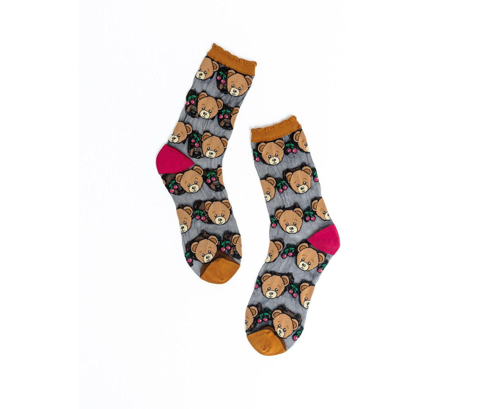 Женские прозрачные носки Sock Candy с рисунком медведика