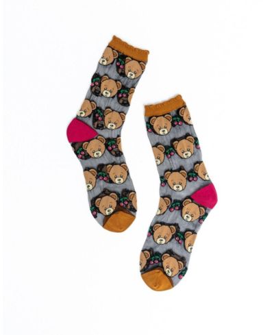 Женские прозрачные носки Sock Candy с рисунком медведика