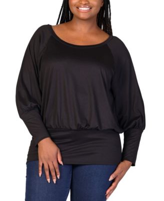 24seven Comfort Apparel Plus Size Round Neck Banded Bottom Top