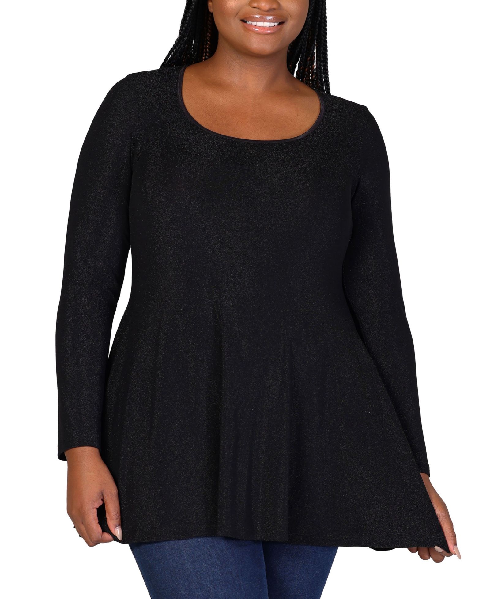 24seven Comfort Apparel Plus Size топ-туника с глубоким вырезом, мерцающий