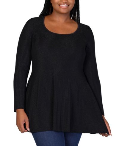 24seven Comfort Apparel Plus Size топ-туника с глубоким вырезом, мерцающий