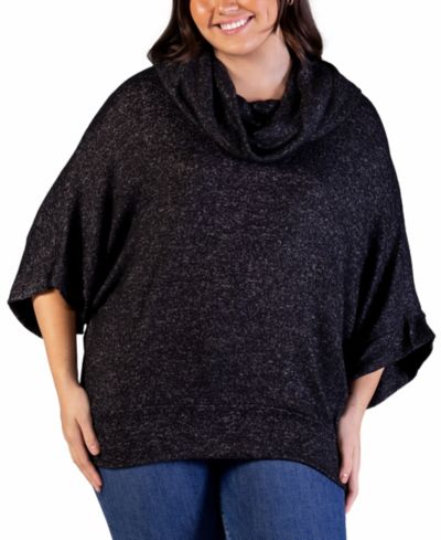 24seven Comfort Apparel Plus Size Cowl Neck Dolman Sleeve Top