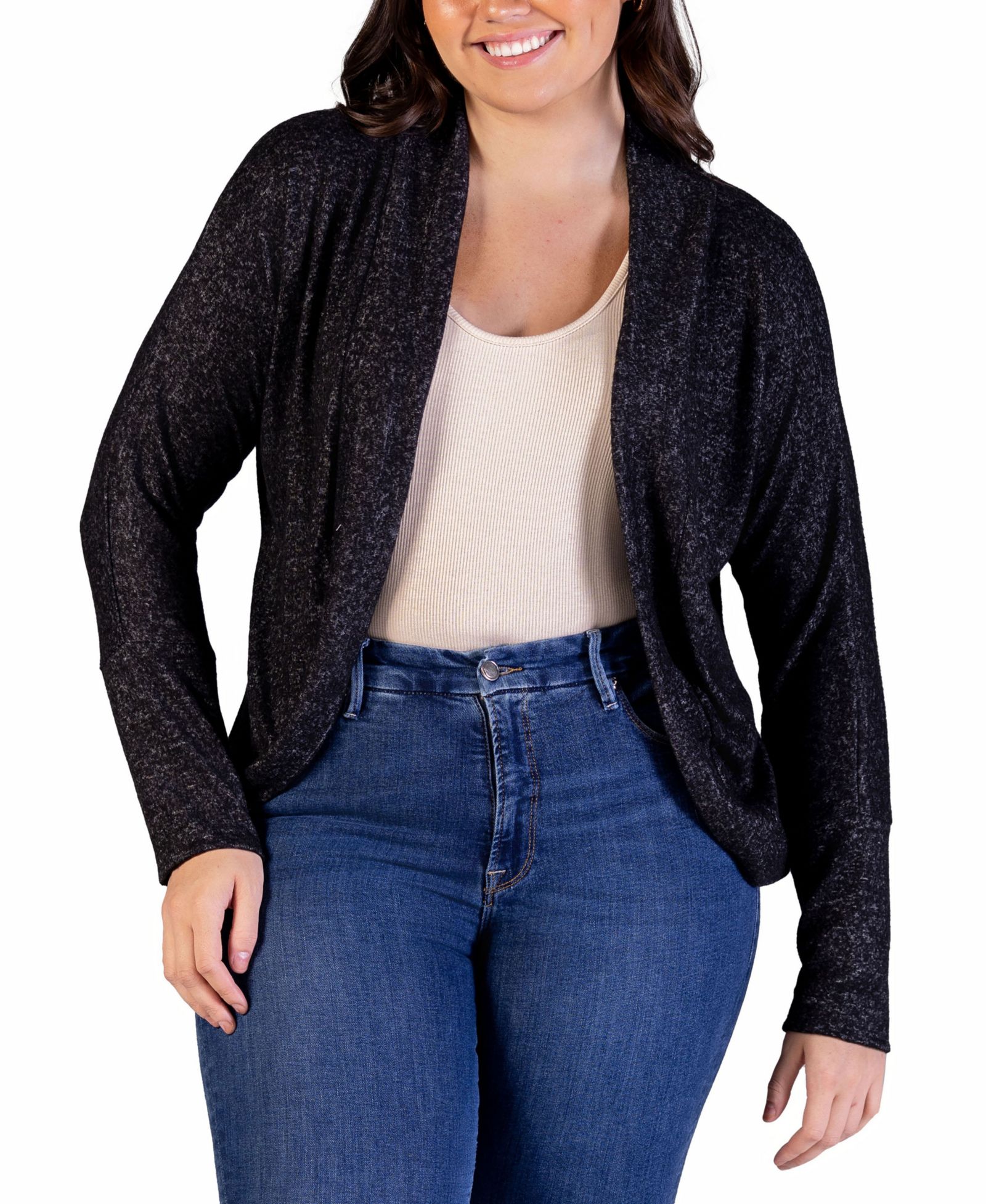 Кардиган Plus Size 24seven Comfort Apparel с открытым передом