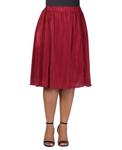 24seven Comfort Apparel Plus Size Elastic Waistband Party Midi Skirt