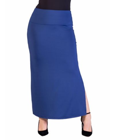 24seven Comfort Apparel Plus Size Versatile Elastic Waist Maxi Skirt
