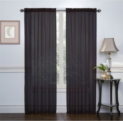 GoodGram комплект из 2 легких базовых прозрачных штор на люверсах - Black, 84 in. Long