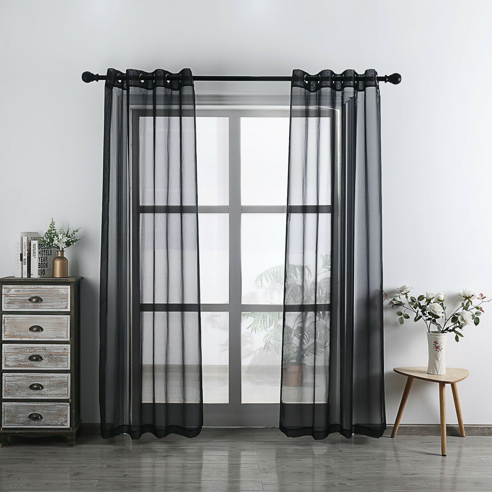 Kate Aurora Living 2 Piece Designer Sheer Voile Grommet Top Window Curtains - 20 in. W x 45 in. L, Pumpkin Spice