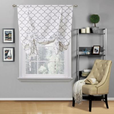 Kate Aurora Living Shabby Chic Trellis Quatrefoil Single Tie Up Window Curtain Shade - 42 in. W x 63 in. L, Navy