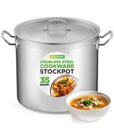 Кастрюля NutriChef Stainless Steel Cookware Stockpot - 35 Quart, Heavy Duty Induction Pot, Soup Pot с крышкой из нержавеющей стали